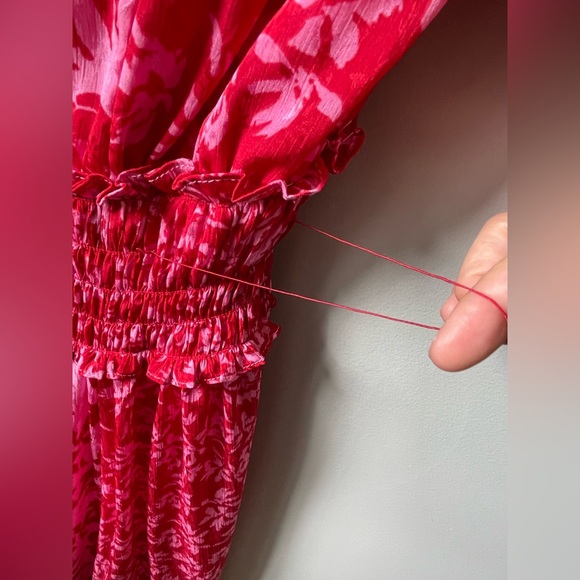 Taylor Pink V-Neck Bishop Sleeve Sundress - Picture 9 of 9